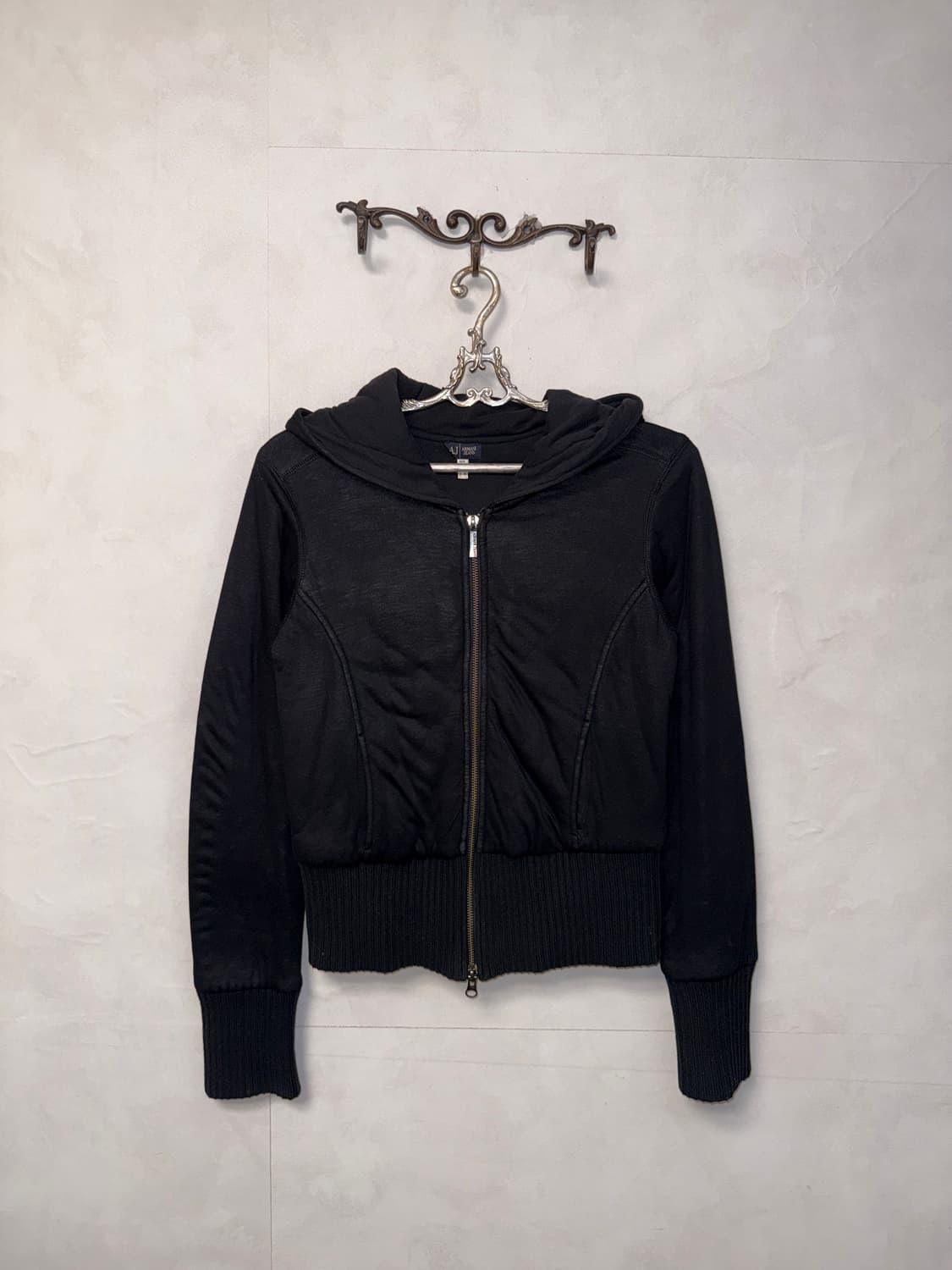 Armani jeans black line logo crop 후드집업 상품이미지1