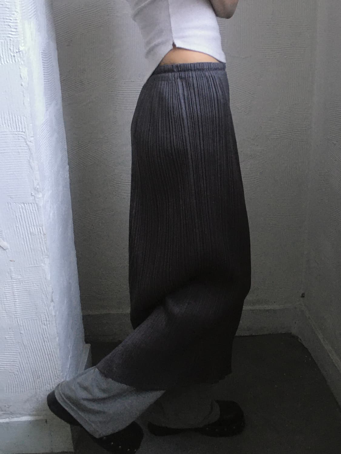Pleats Please 플리츠플리즈 그레이 플리츠 롱 스커트  상품이미지1