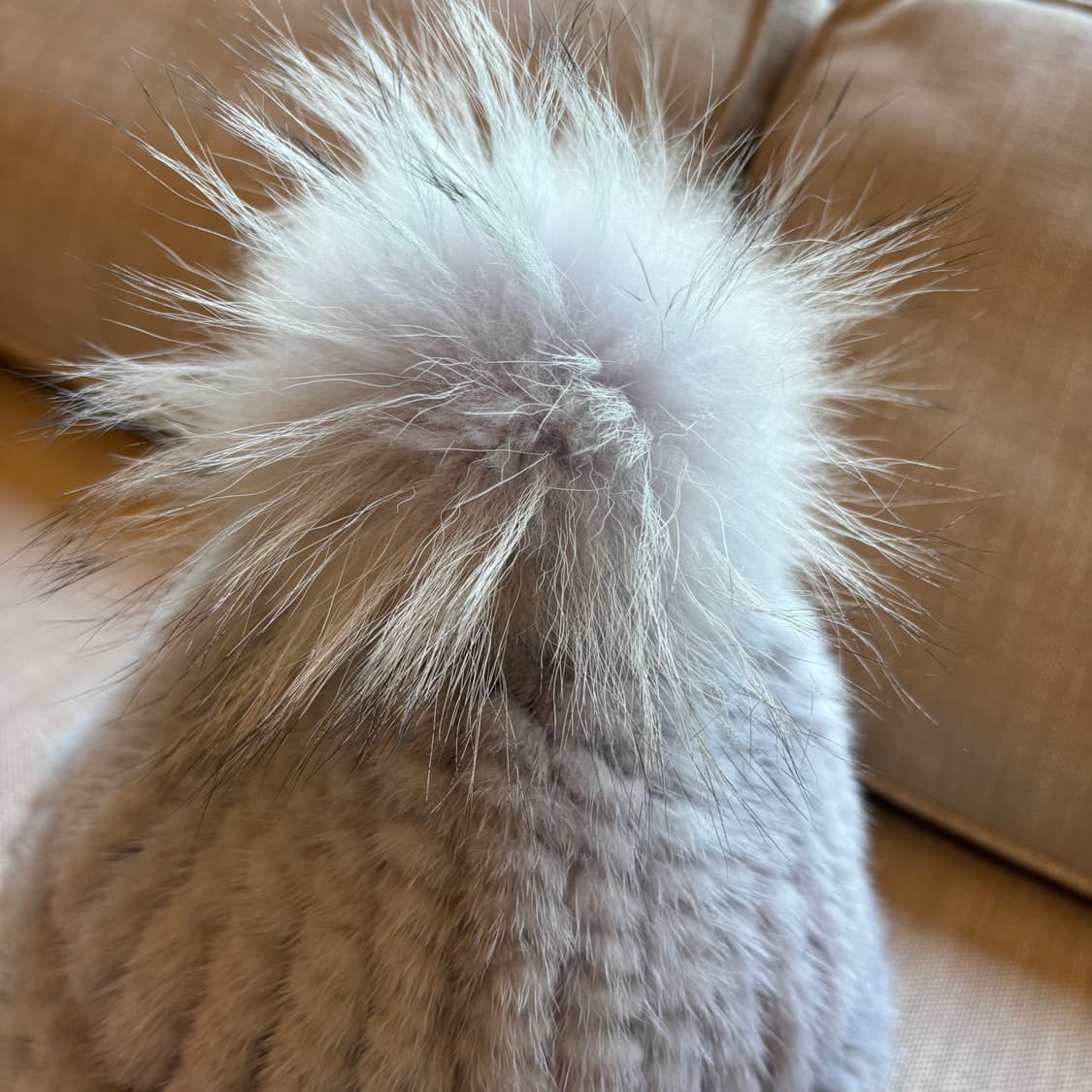 폭스밍크 방울 비니 모자 라벤더그레이 상품이미지6