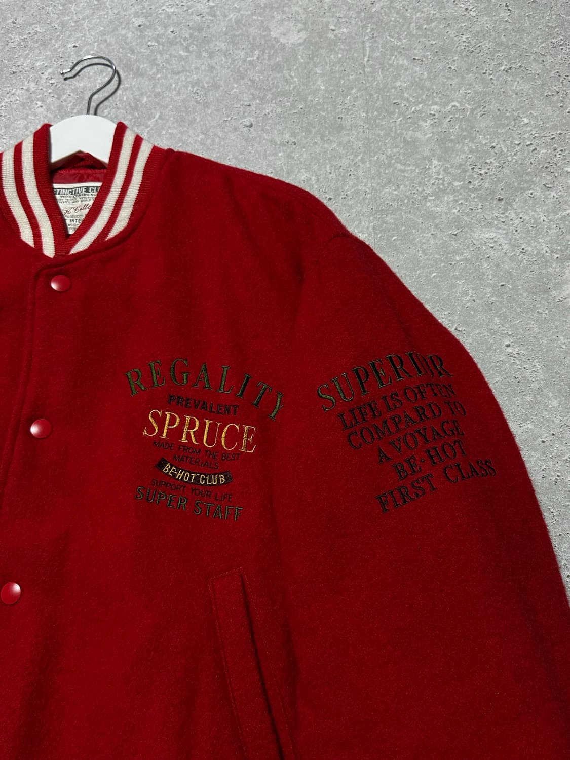 일본빈티지 백로고 힙레드 털 자켓 상품이미지3