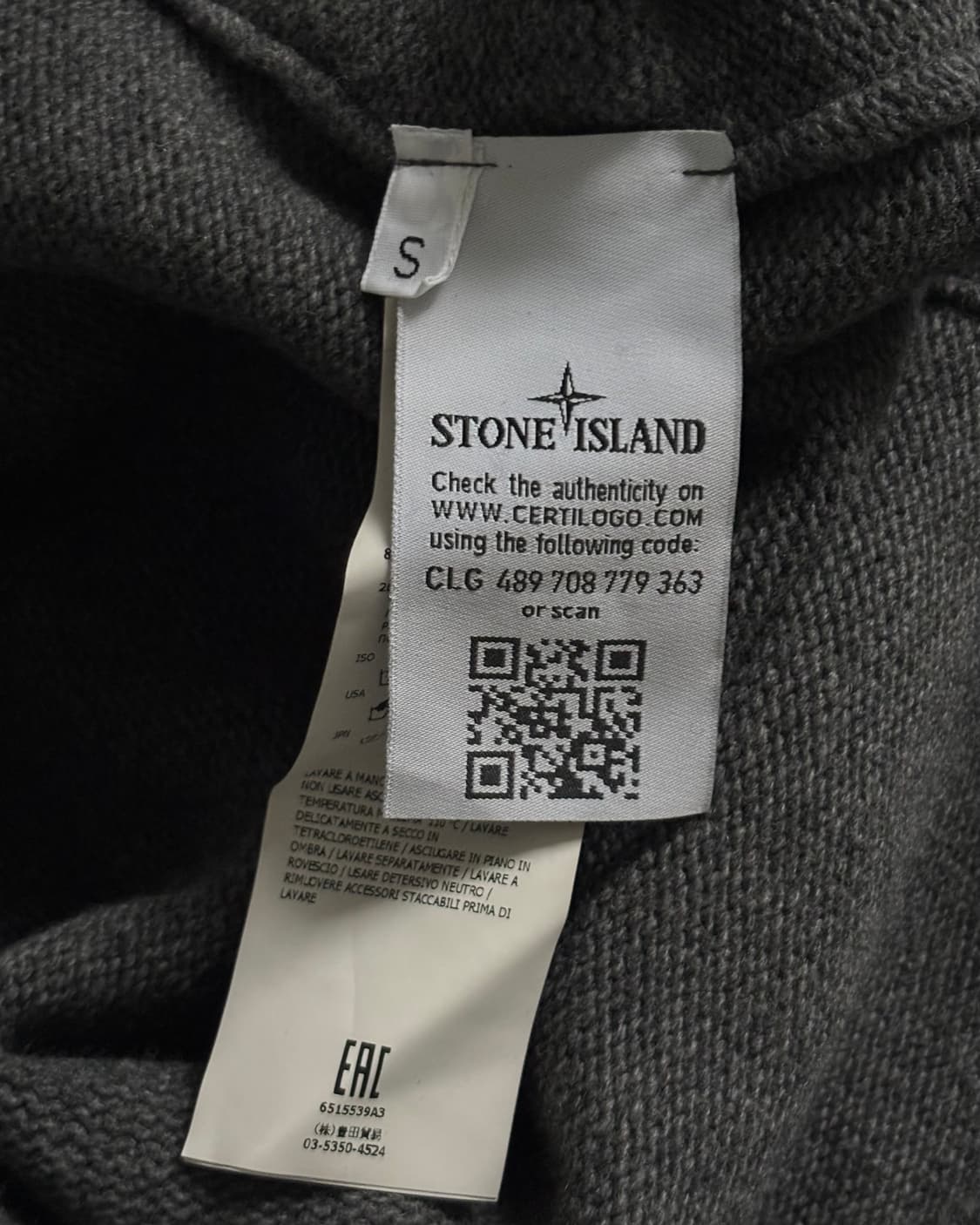 Stone-Island 스톤 아일랜드 차콜컬러 버튼 카라 니트 상품이미지7