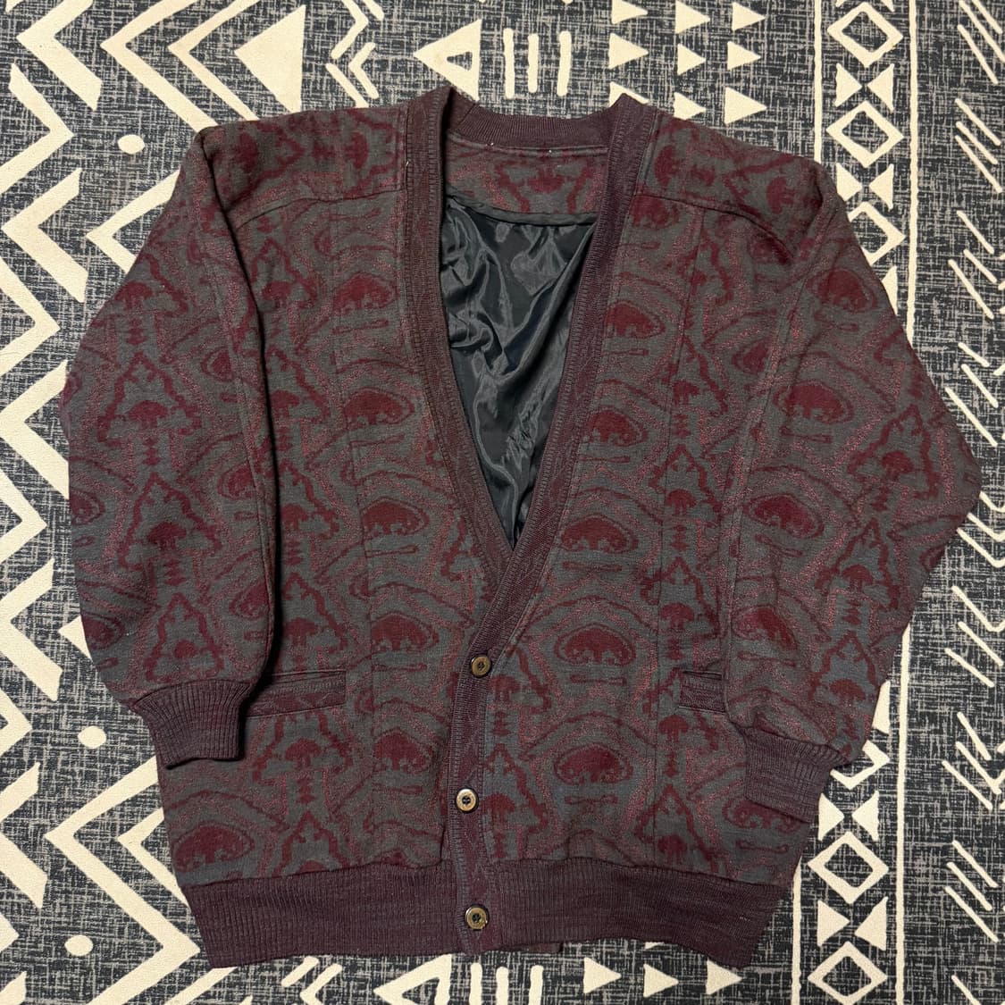 일본 빈티지 패턴 울 가디건 자켓 상품이미지1