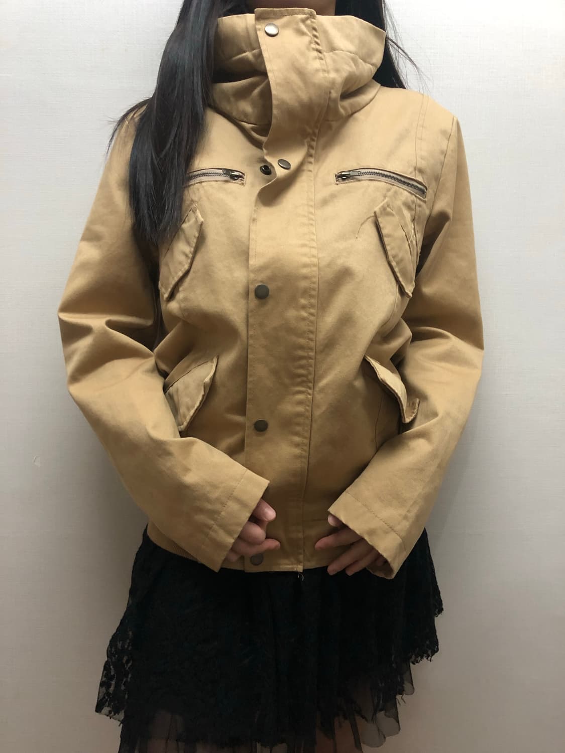 빈티지 베이지 코튼 펑크 자켓 상품이미지1