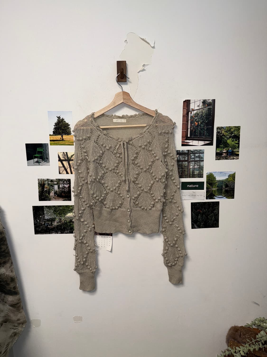 Light gray waffle pop loose crop 가디건 상품이미지3