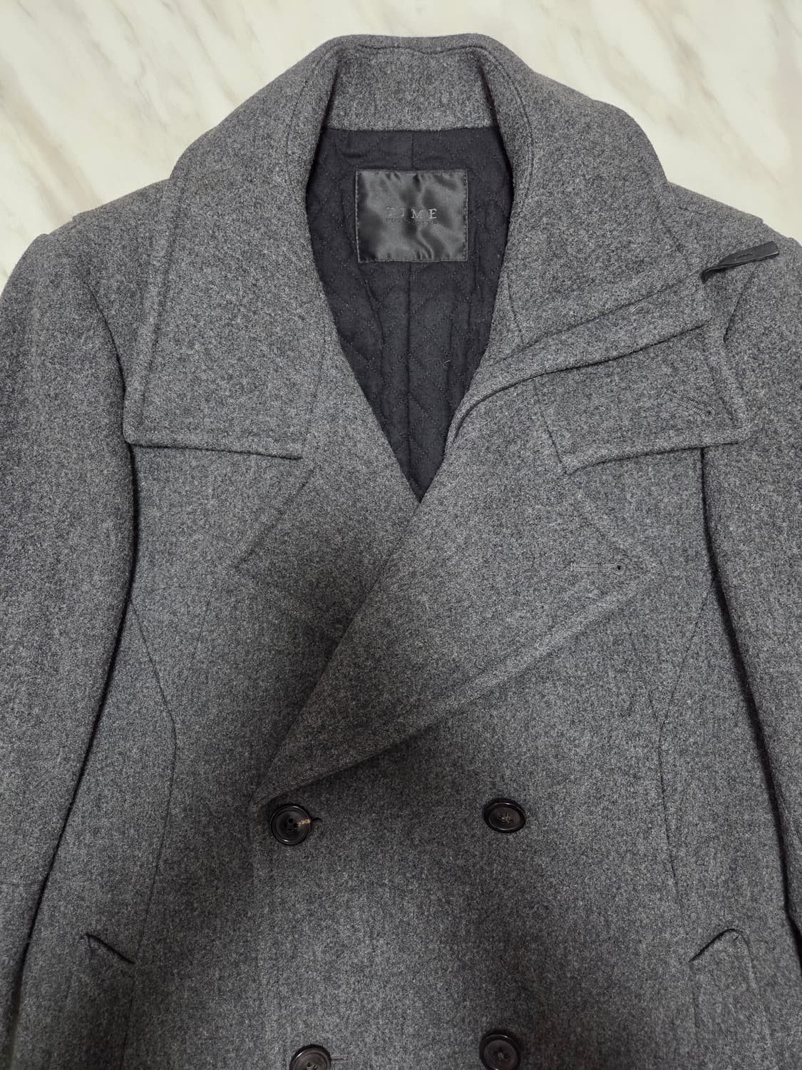 타임옴므 하이넥 더블 브레스트 피코트 상품이미지4