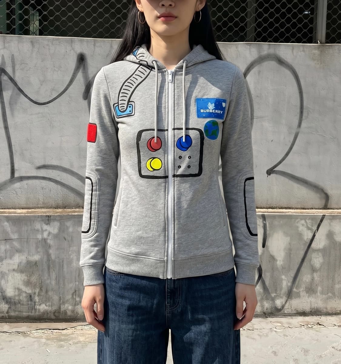 10Y.44/ 버버리 칠드런 신형 그레이 후드집업 상품이미지1