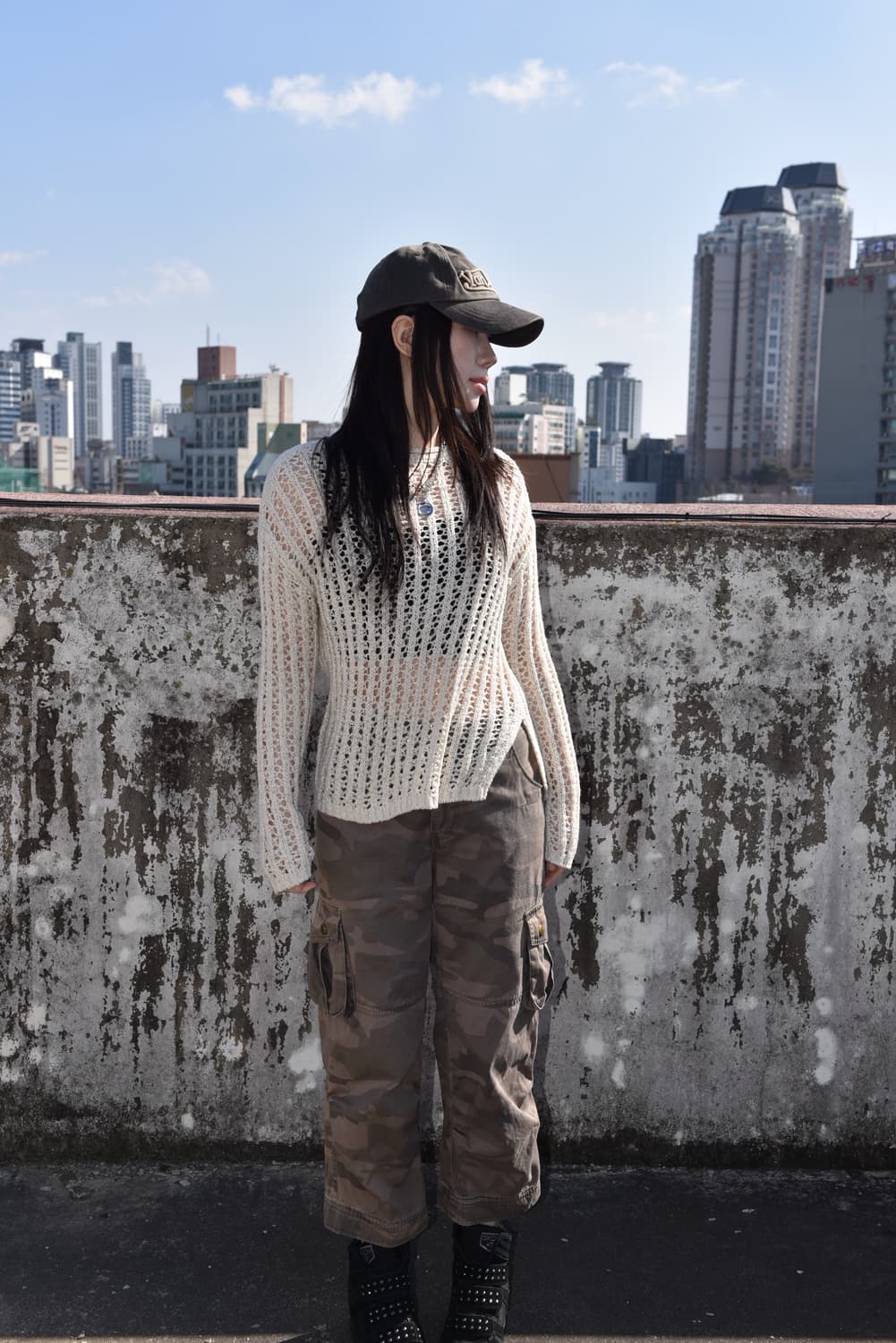 GU 크림 메쉬 니트 상품이미지4