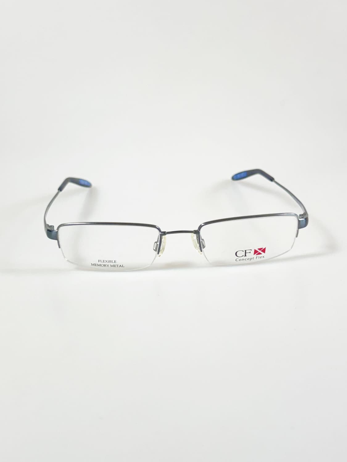 CONCEPT FLEX 블루 반무테 스퀘어 메탈 빈티지 안경 상품이미지2