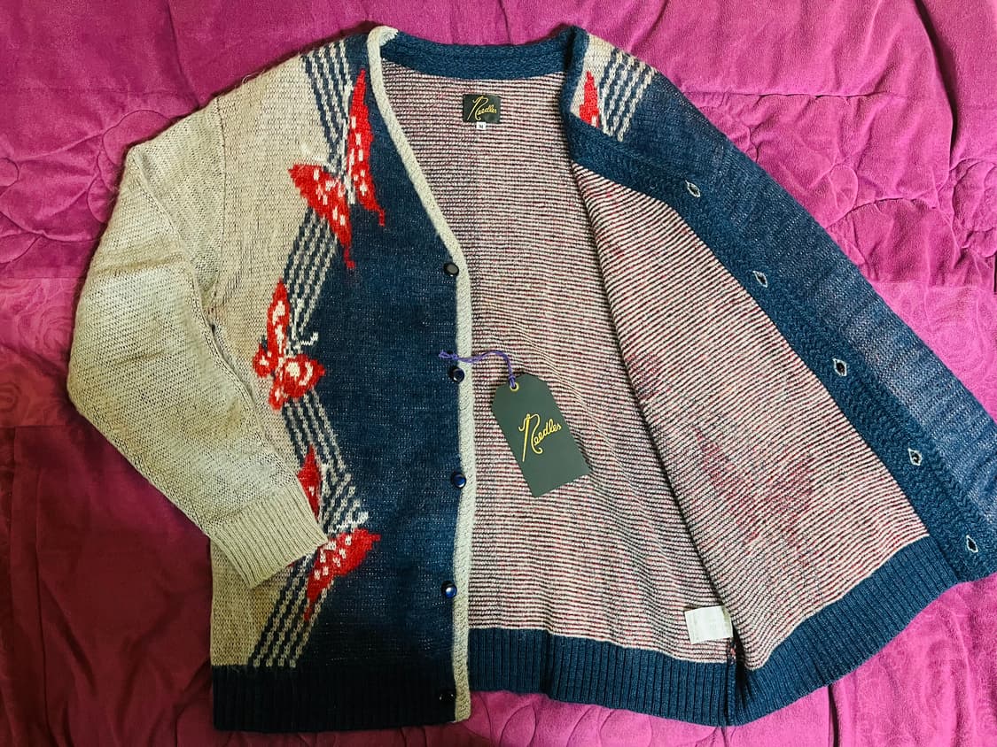 니들스(needles) 빠삐용 모헤어 그레이블루 가디건 드립니다  상품이미지2