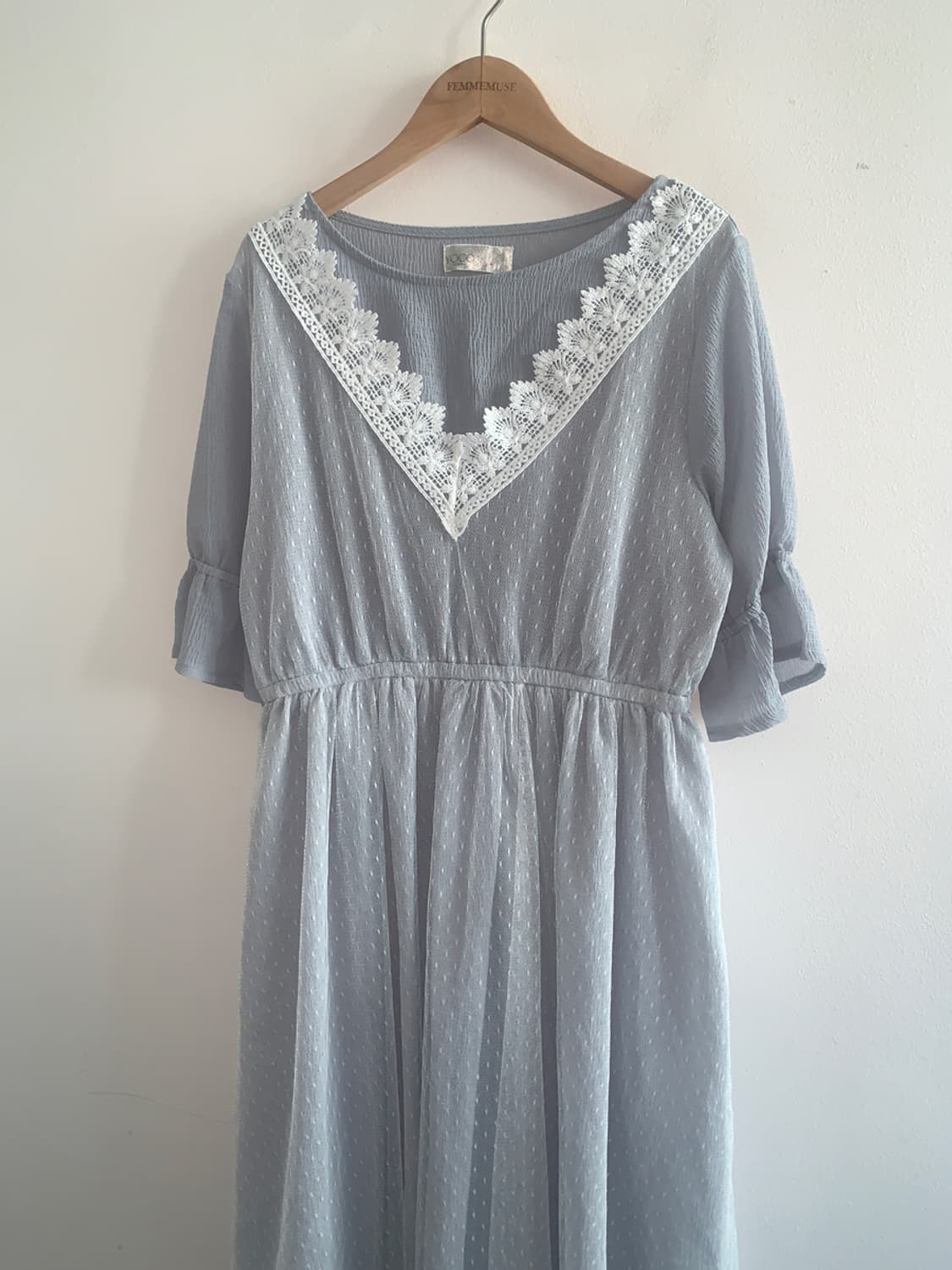 Dot v lace collar dress 상품이미지2