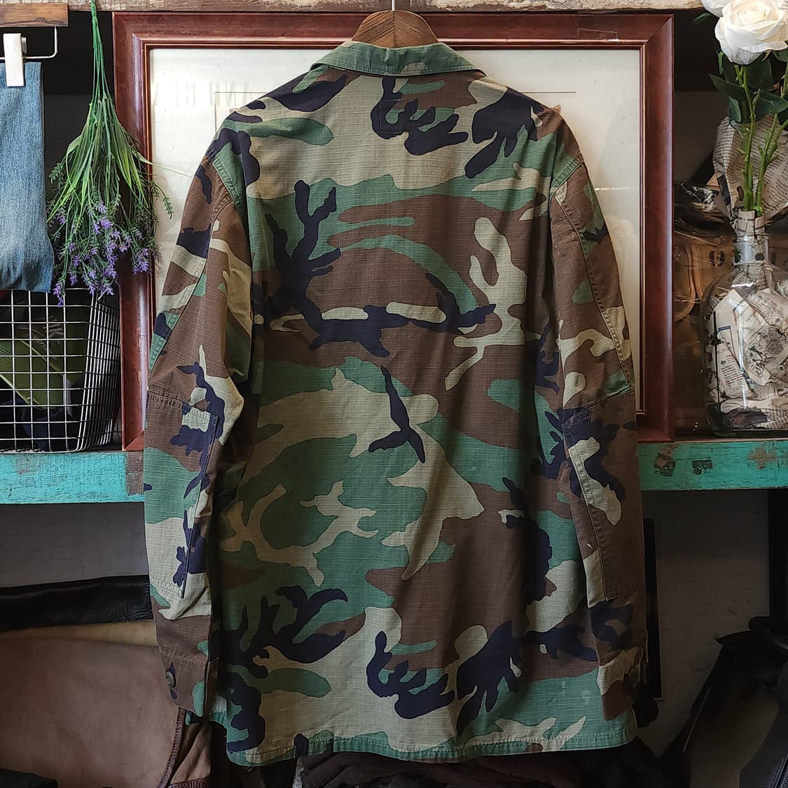 90s 미군 BDU 카모셔츠 우드랜드 라지 롱 자수 상품이미지3