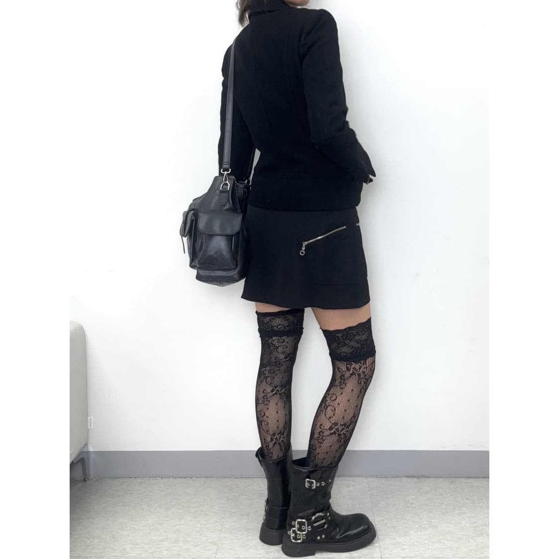 빈티지 블랙 랩 스커트 상품이미지3