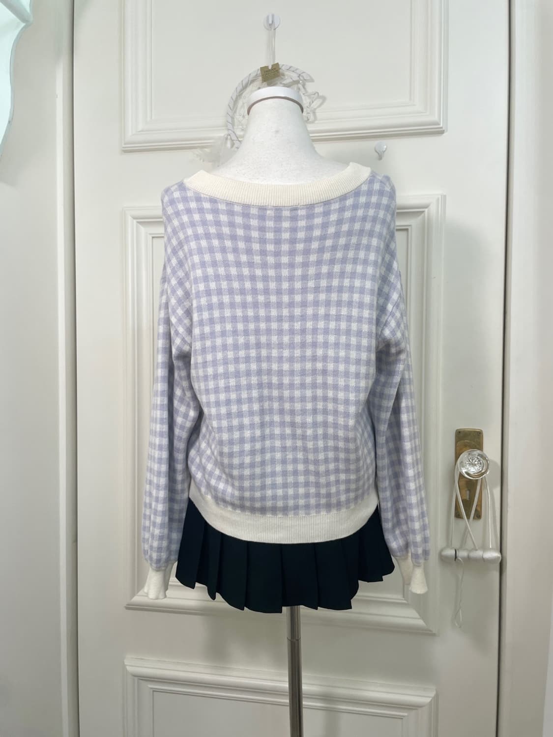 blueberry gingham check line cardigan 상품이미지3