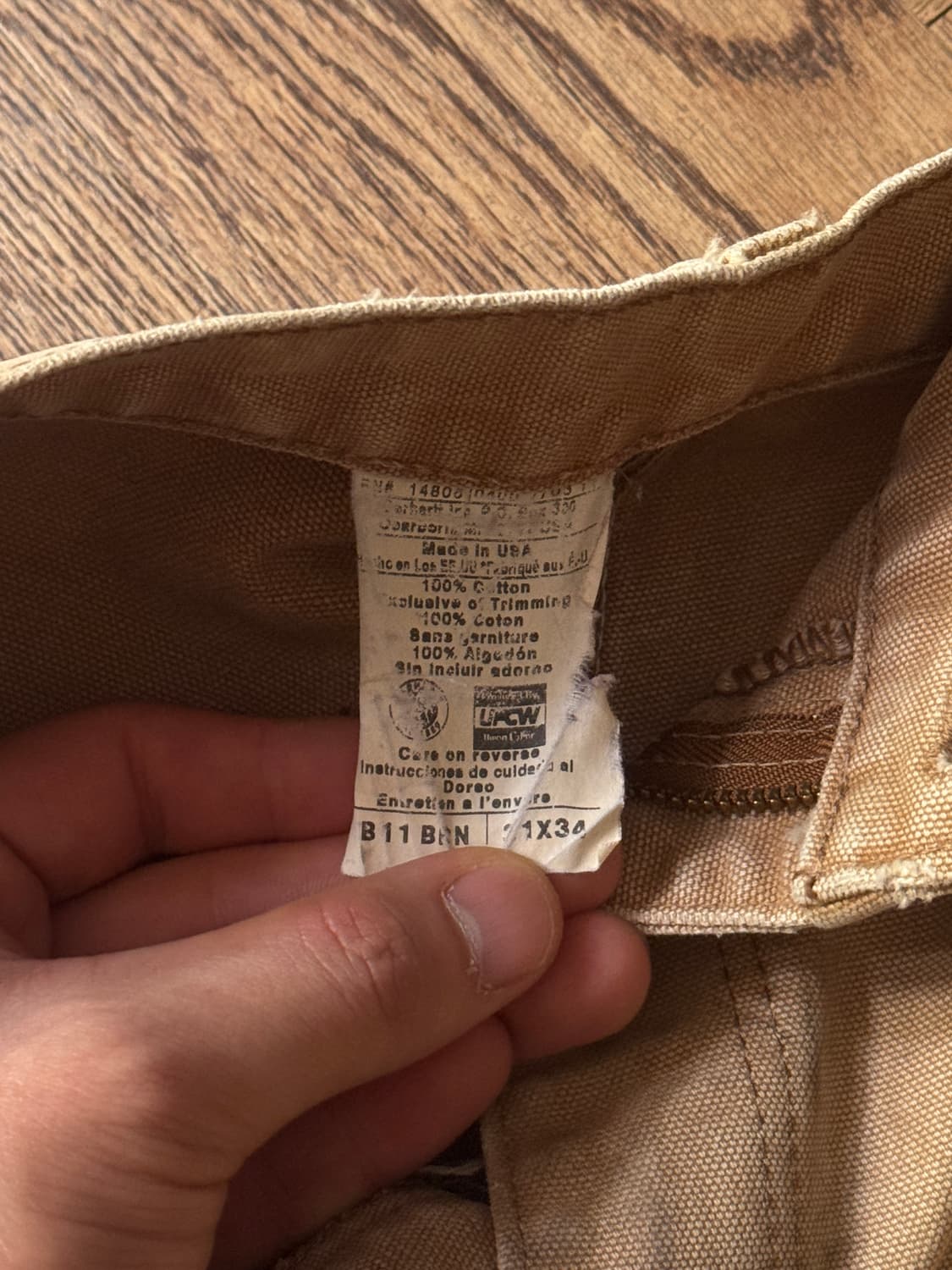 [31]칼하트 Made in USA 더티 페이딩 브라운 싱글니 워크 팬츠 상품이미지9