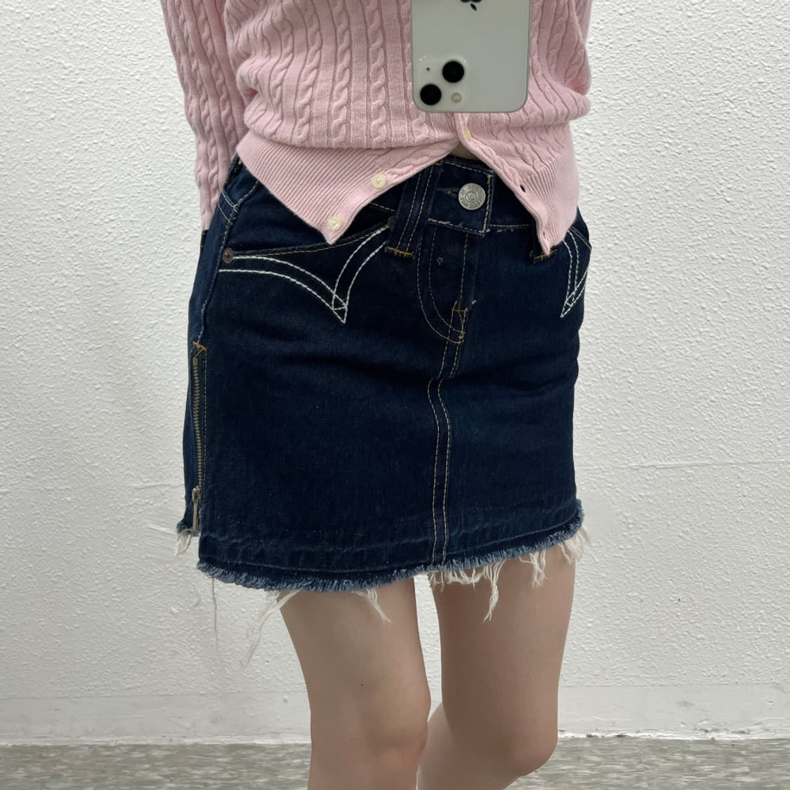 리바이스 00's 스티치 사이드지퍼 데님 미니스커트 상품이미지4