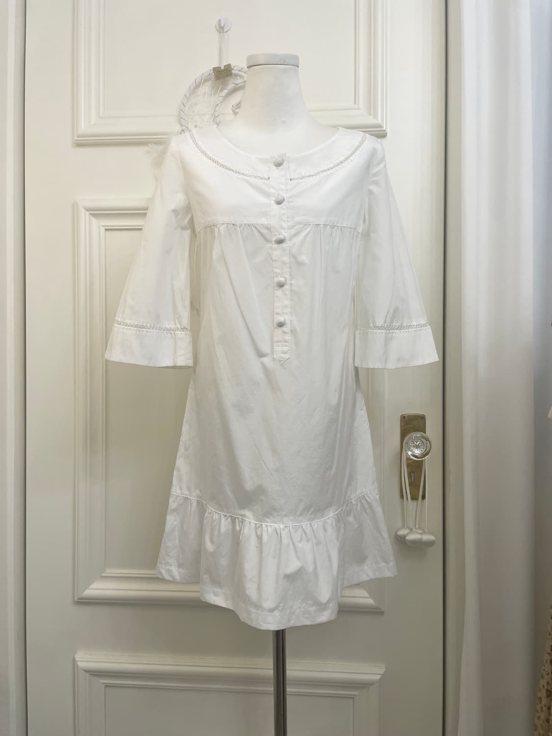 ROPE white shirring button point cute op 상품이미지1