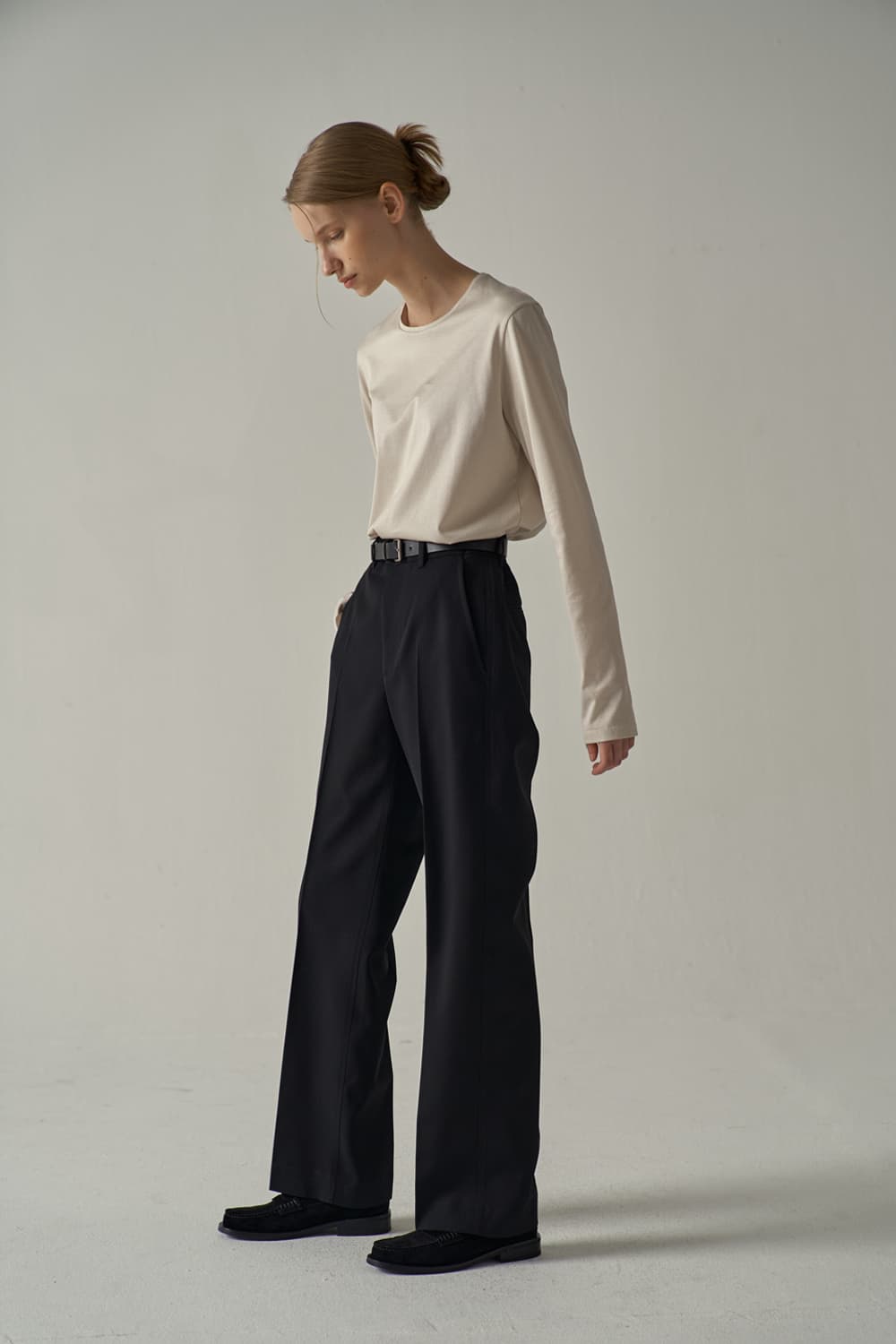 [S] 파사드패턴 실켓 코튼 티셔츠(긴팔) 크림 상품이미지3