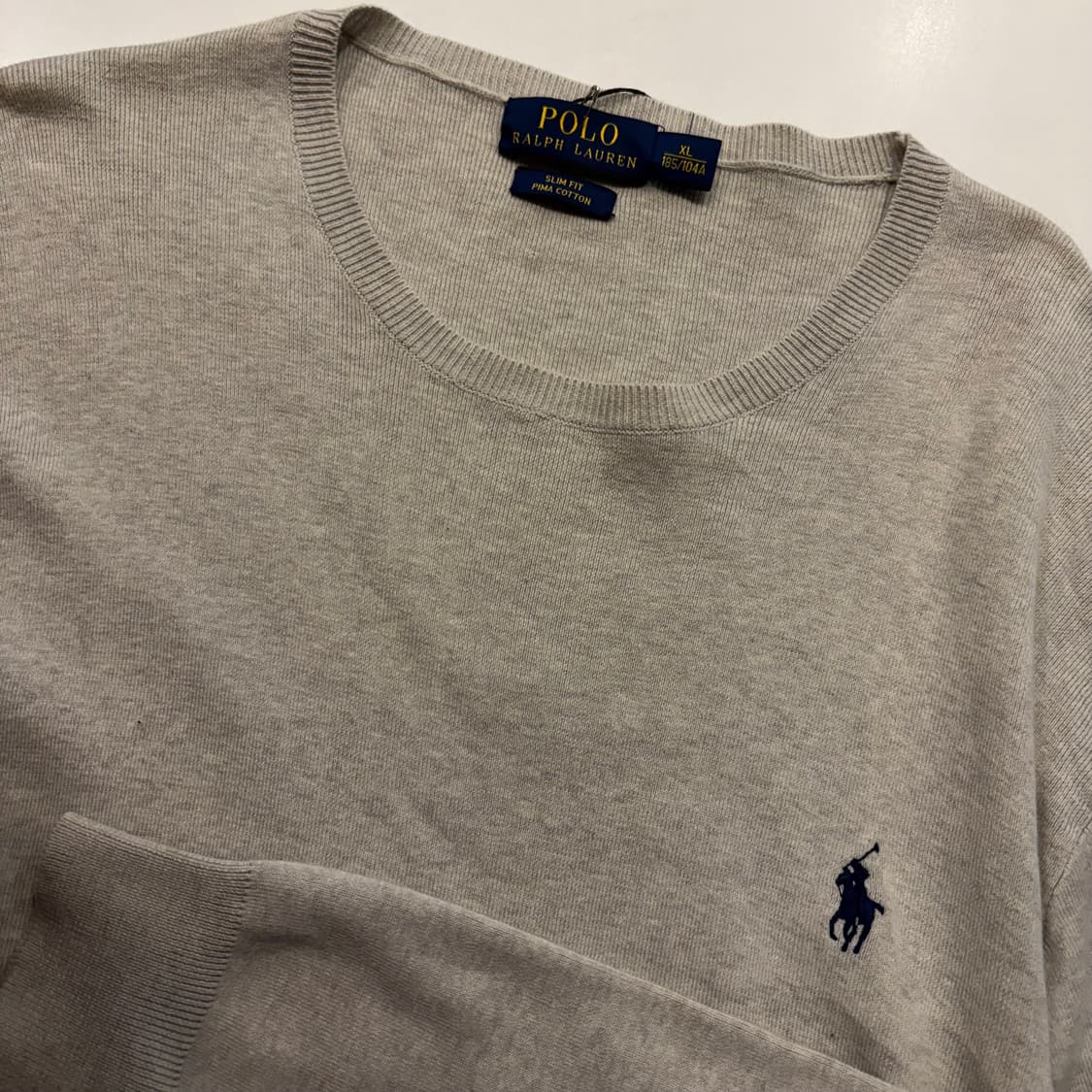 [XL] 폴로 랄프로렌 피마코튼 슬림핏 베이지 니트 스웨터 C871 상품이미지3