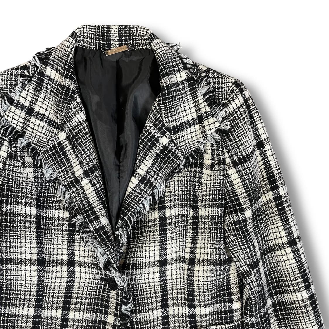 JPN 블랙 화이트 울 트위드 자켓 40 상품이미지3