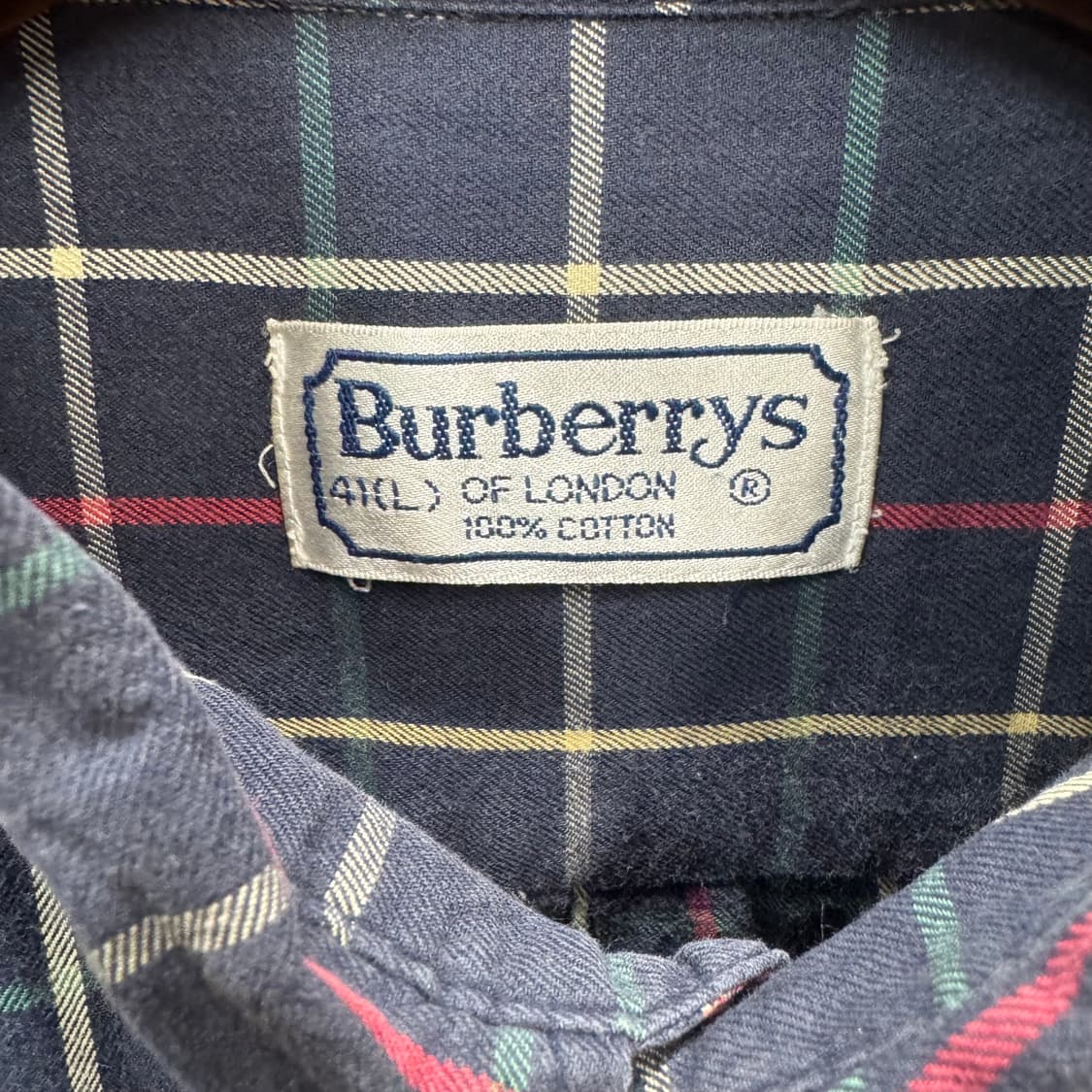 90s 버버리 스트라이프 긴팔 셔츠 전면 원포켓 포인트 네이비 그레이 상품이미지6