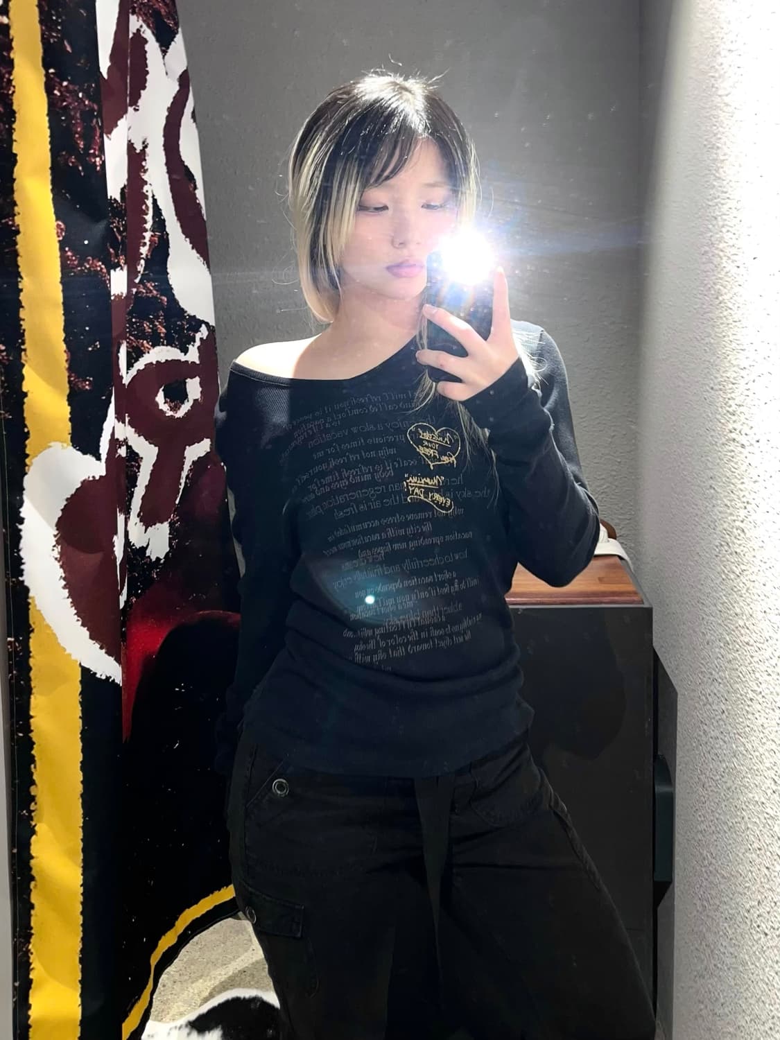 빈티지 프린팅 브이넥 롱슬리브 상품이미지1