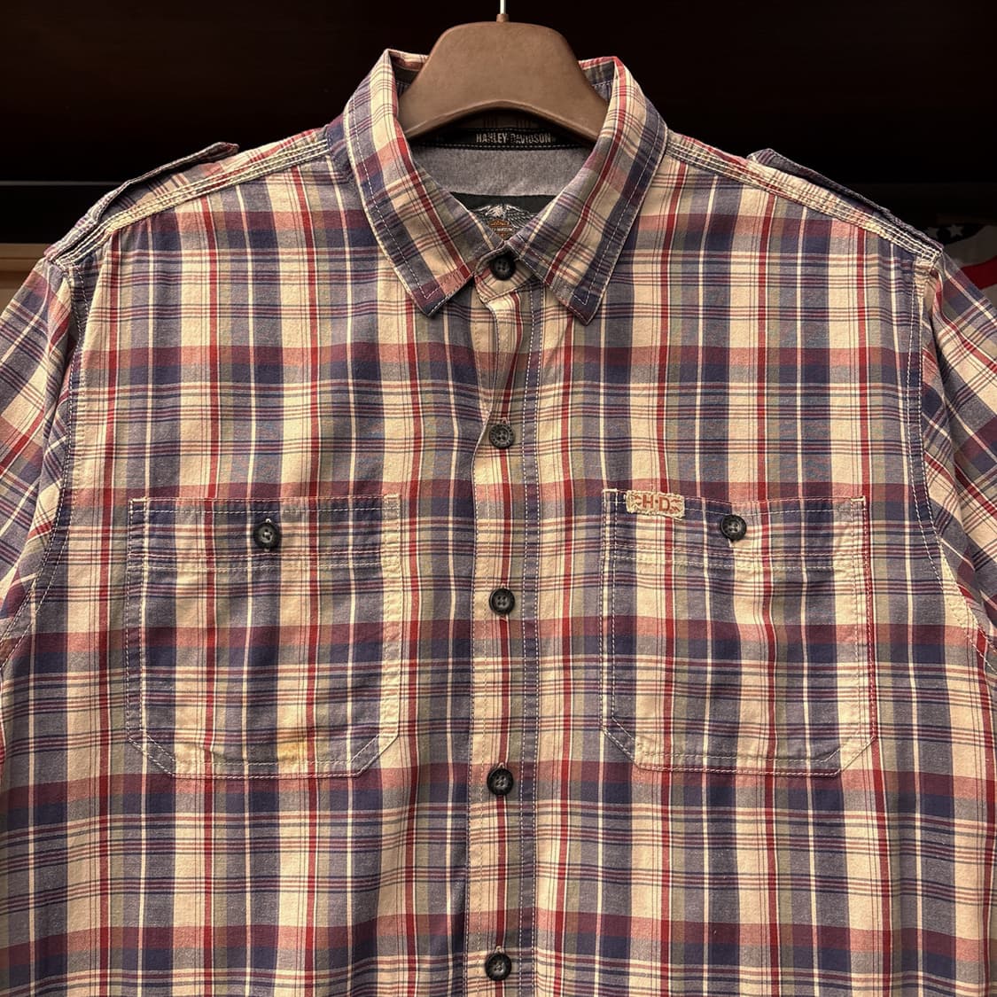 할리데이비슨 멀티 타탄체크 코튼패치 워크셔츠 N1160 상품이미지3