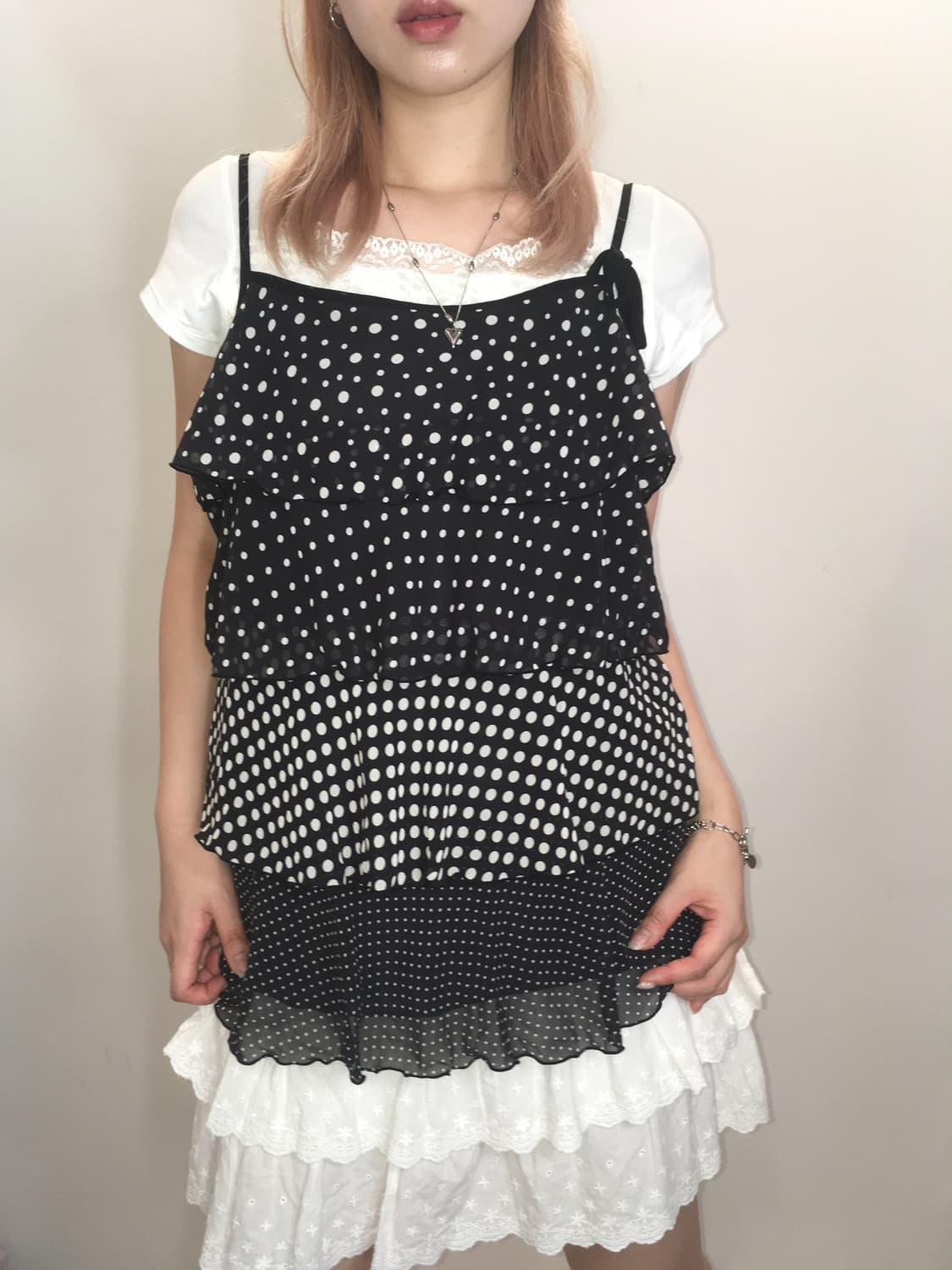 jpn vintage dot frill cancan sleeveless 상품이미지3