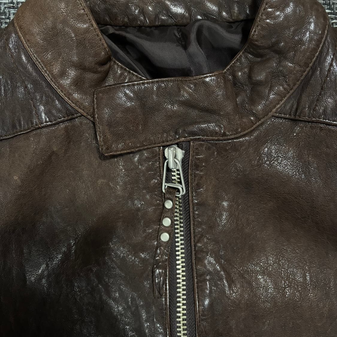 Vegetable sheepskin slim jacket brown 상품이미지4