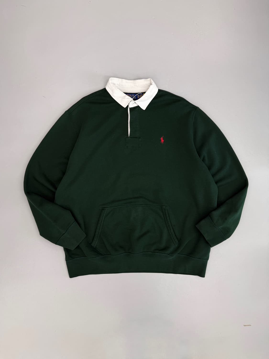 폴로 랄프로렌 오버사이즈 신형 QR라벨 딥그린 포켓 져지 럭비 셔츠 상품이미지1