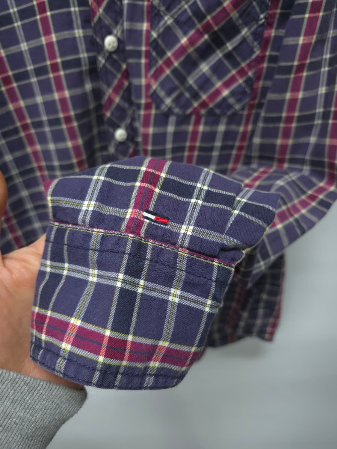 타미힐피거 남성 체크 남방 셔츠 (퍼플/버건디) 상품이미지7