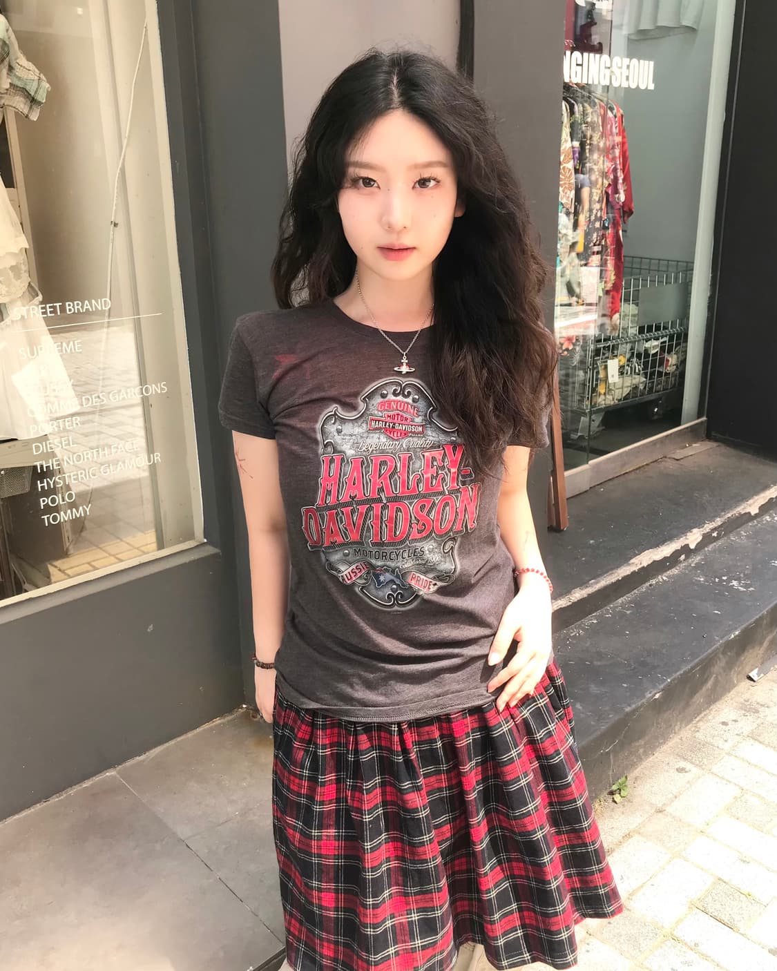 할리데이비슨 레드 체크 코디 세트 ❤️ 상품이미지1