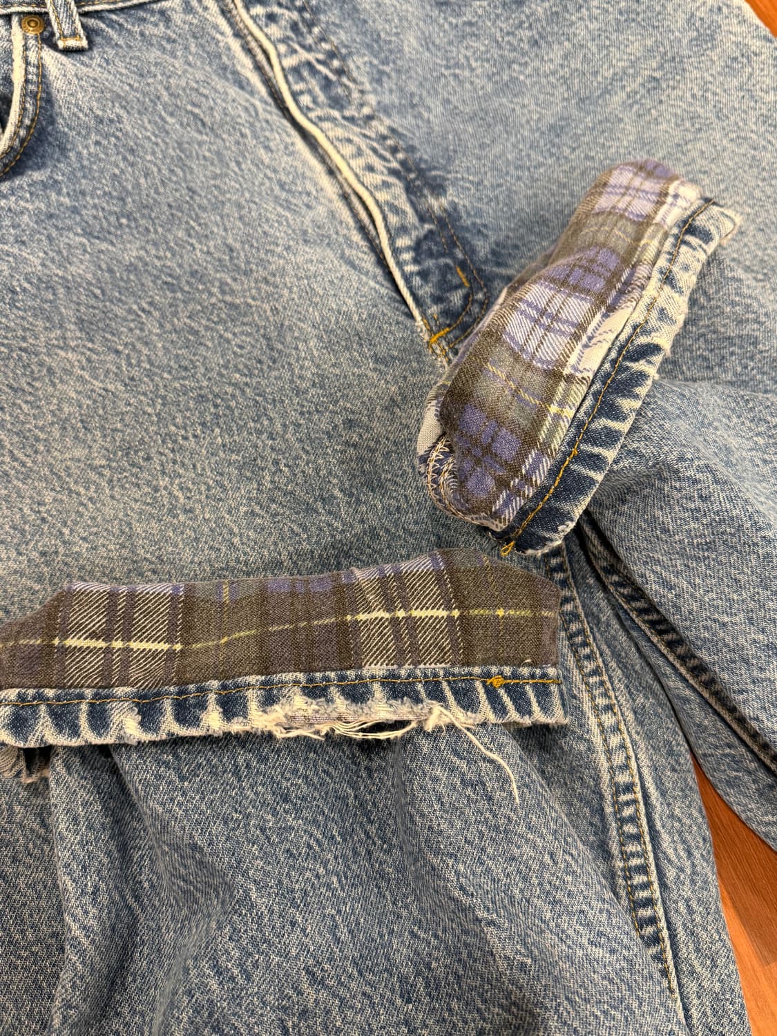 00s Carhartt 칼하트 플란넬 데님 팬츠 (made in USA) 상품이미지9