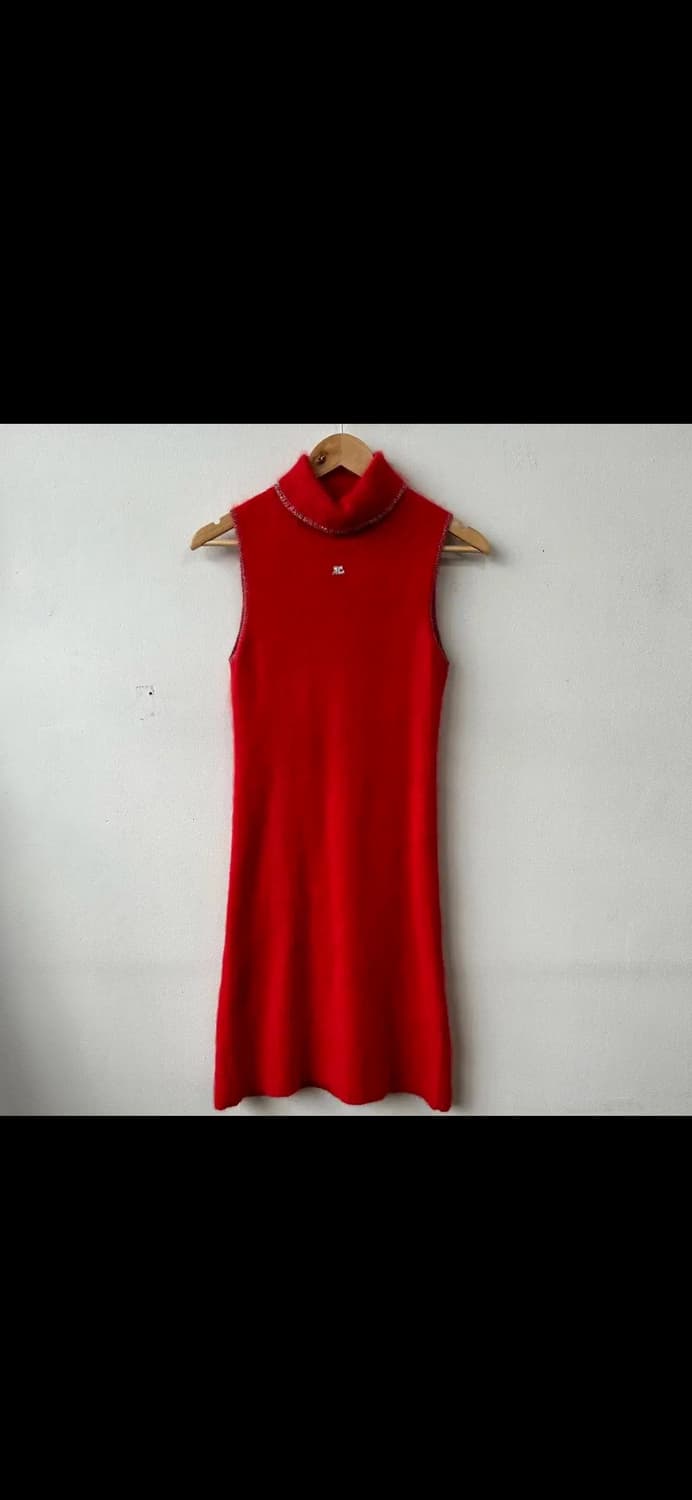 꾸레쥬 니트 슬리브리스 원피스 상품이미지1