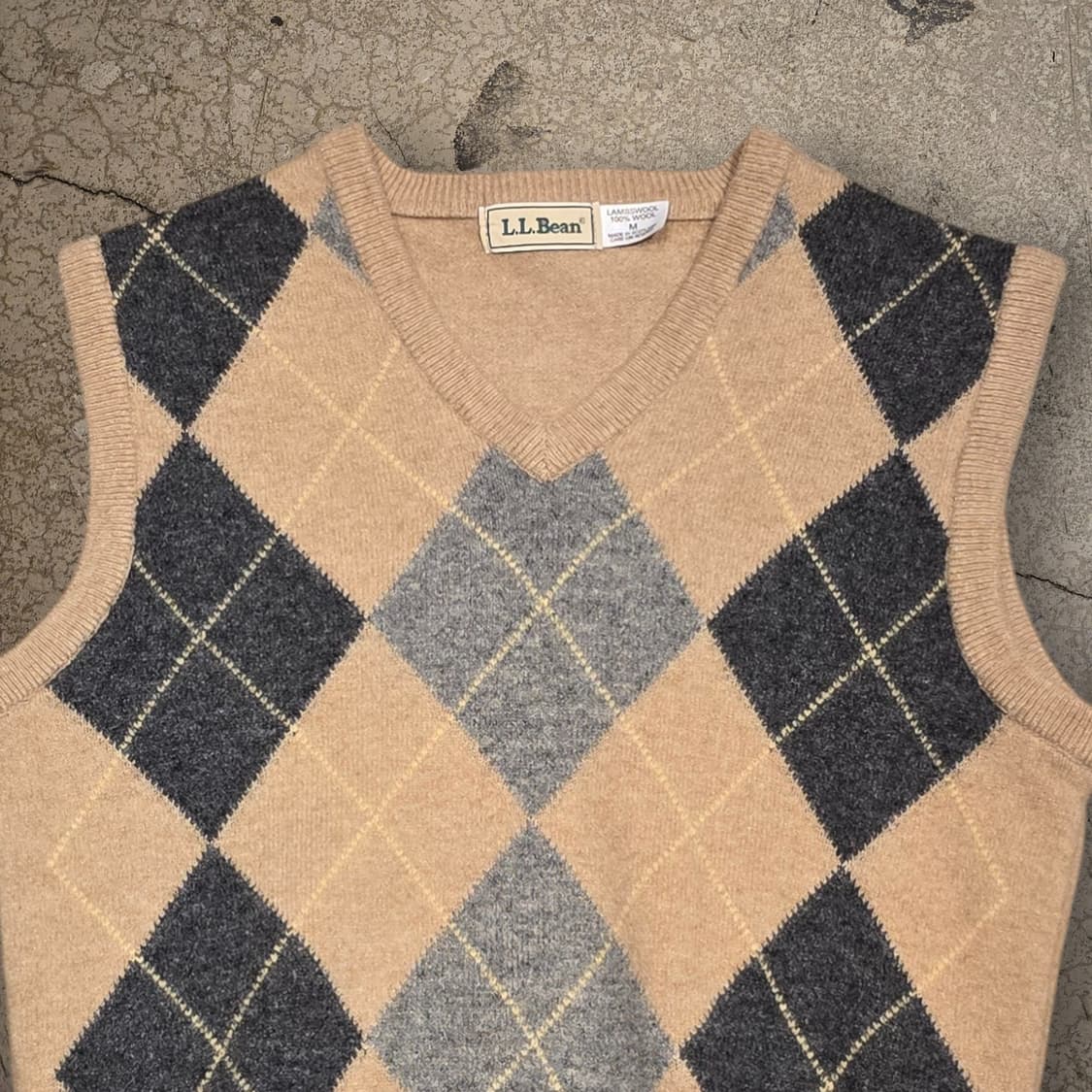 90s L.L.Bean 아가일 니트 조끼 램스울 상품이미지2