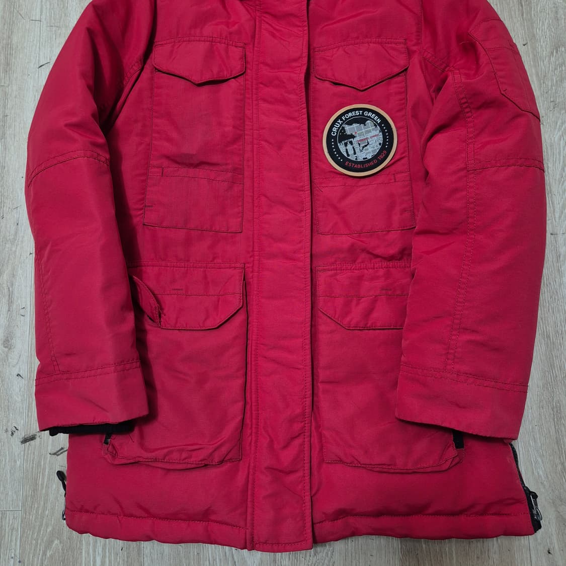 크룩스 포레스트 그린 와펜 덕다운 후드 패딩 점퍼 S(90) 상품이미지3