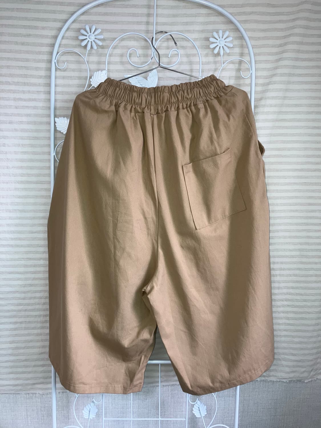 빈티지 베이지 밴딩 반바지 y2k 스트릿 갸루 펑키497    상품이미지3