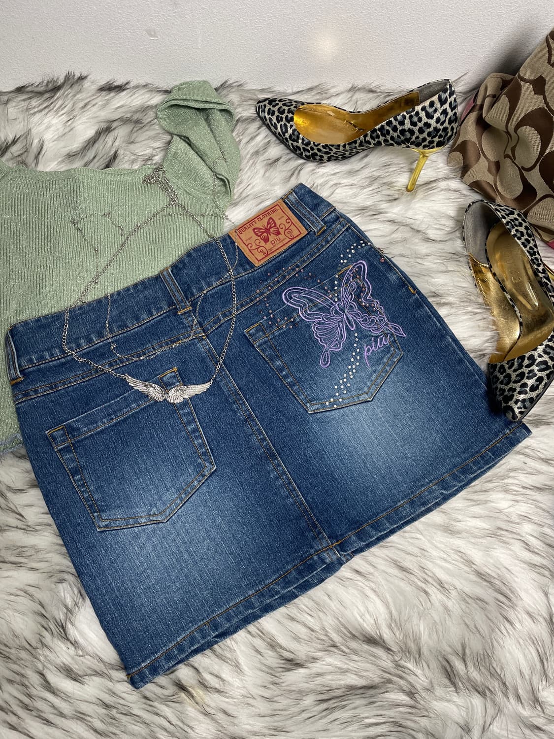 페어리 나비 butterfly 데님 스커트 상품이미지2