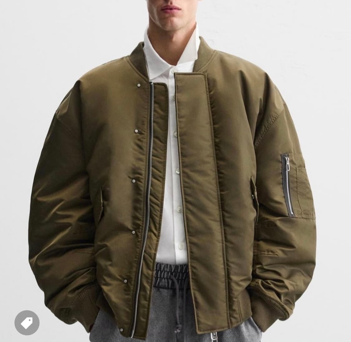 [S] 자라 오버사이즈 핏 봄버 자켓 카키 상품이미지6