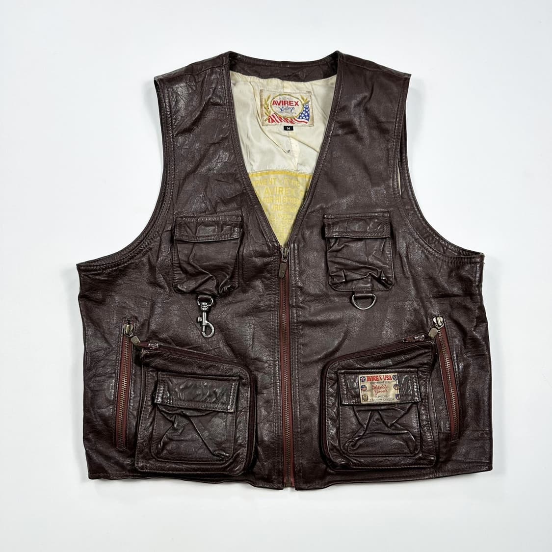 아비렉스 USA 레트로 브라운 가죽 조끼 베스트 (M) 상품이미지2