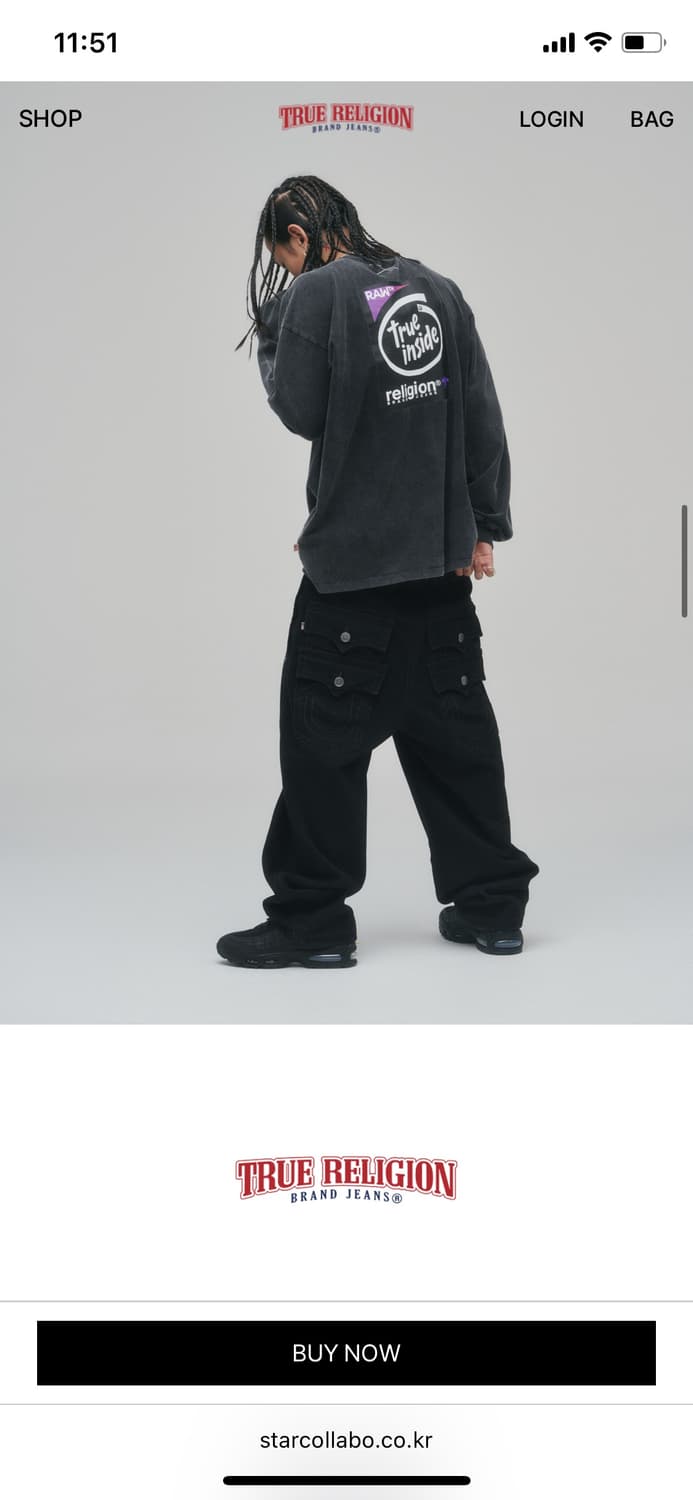 트루릴리젼 더블포켓 와이드 블랙 데님 팝니다 상품이미지1