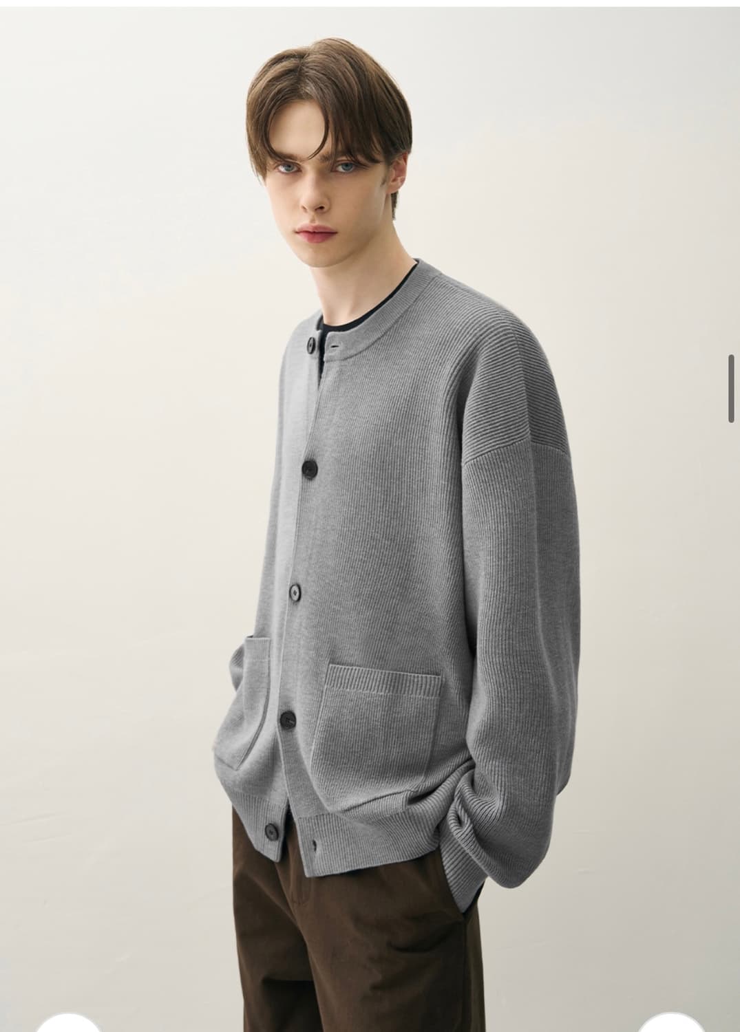 (XL) 드로우핏 오버사이즈 울 라운드 가디건 [M.CHARCOAL] 상품이미지6