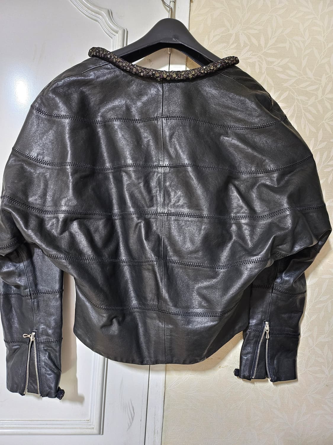 오브제 히든비즈 트리밍 레더자켓 상품이미지2