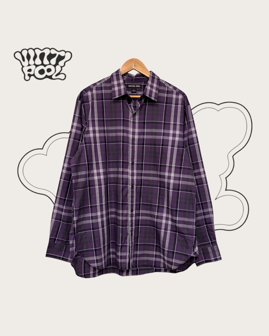 마이클코어스 체크 긴팔 셔츠 L 퍼플 상품이미지1