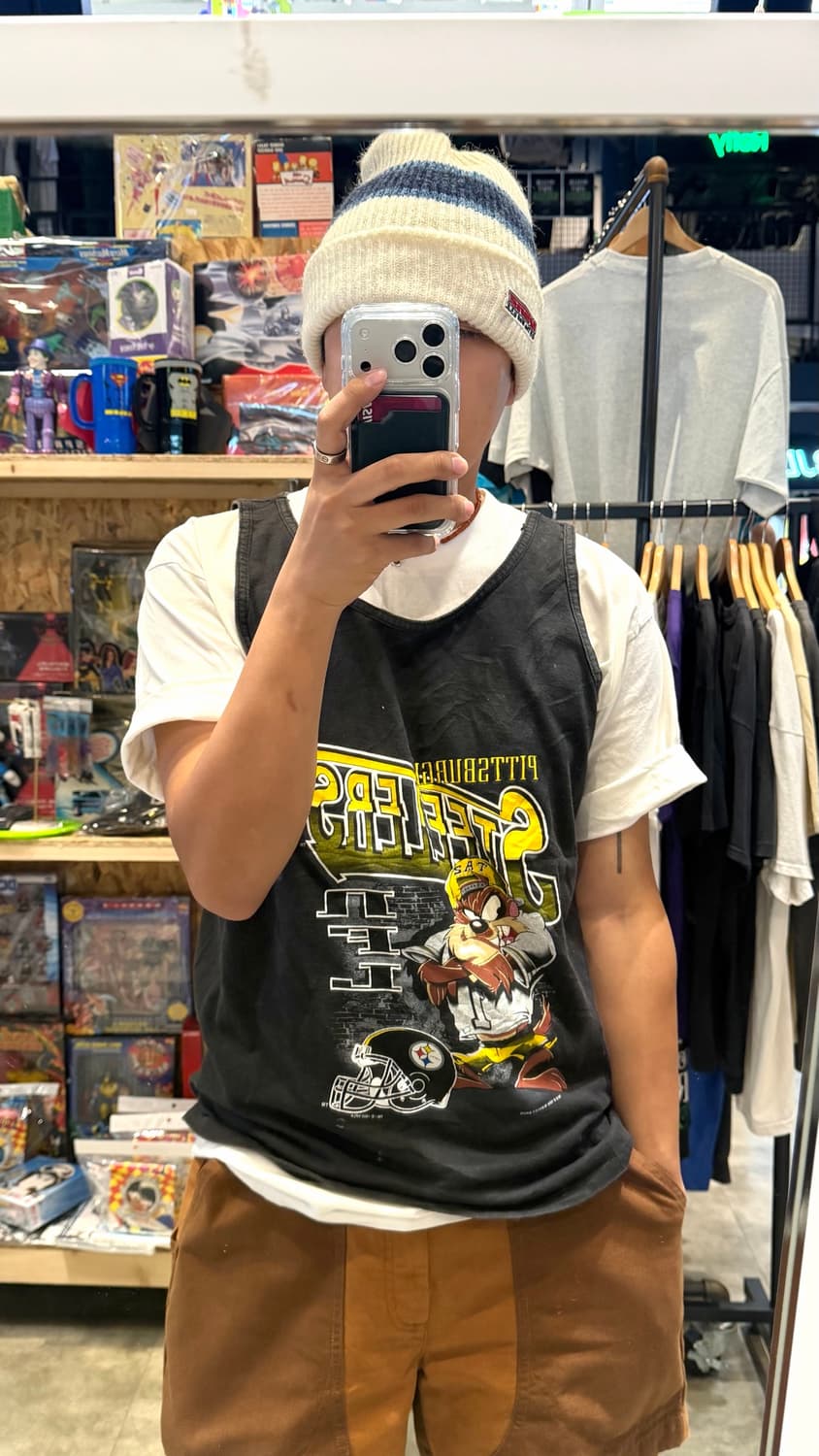 90s 1996년 오네이타 NFL x 루니툰즈 태즈 피츠버그 민소매 상품이미지9