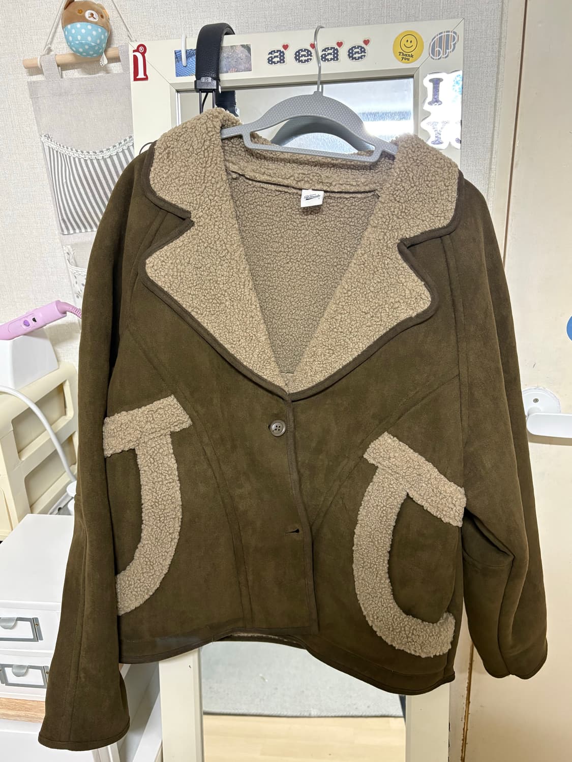 파르티멘토 우먼 스웨이드 시어링 코트 브라운 상품이미지1