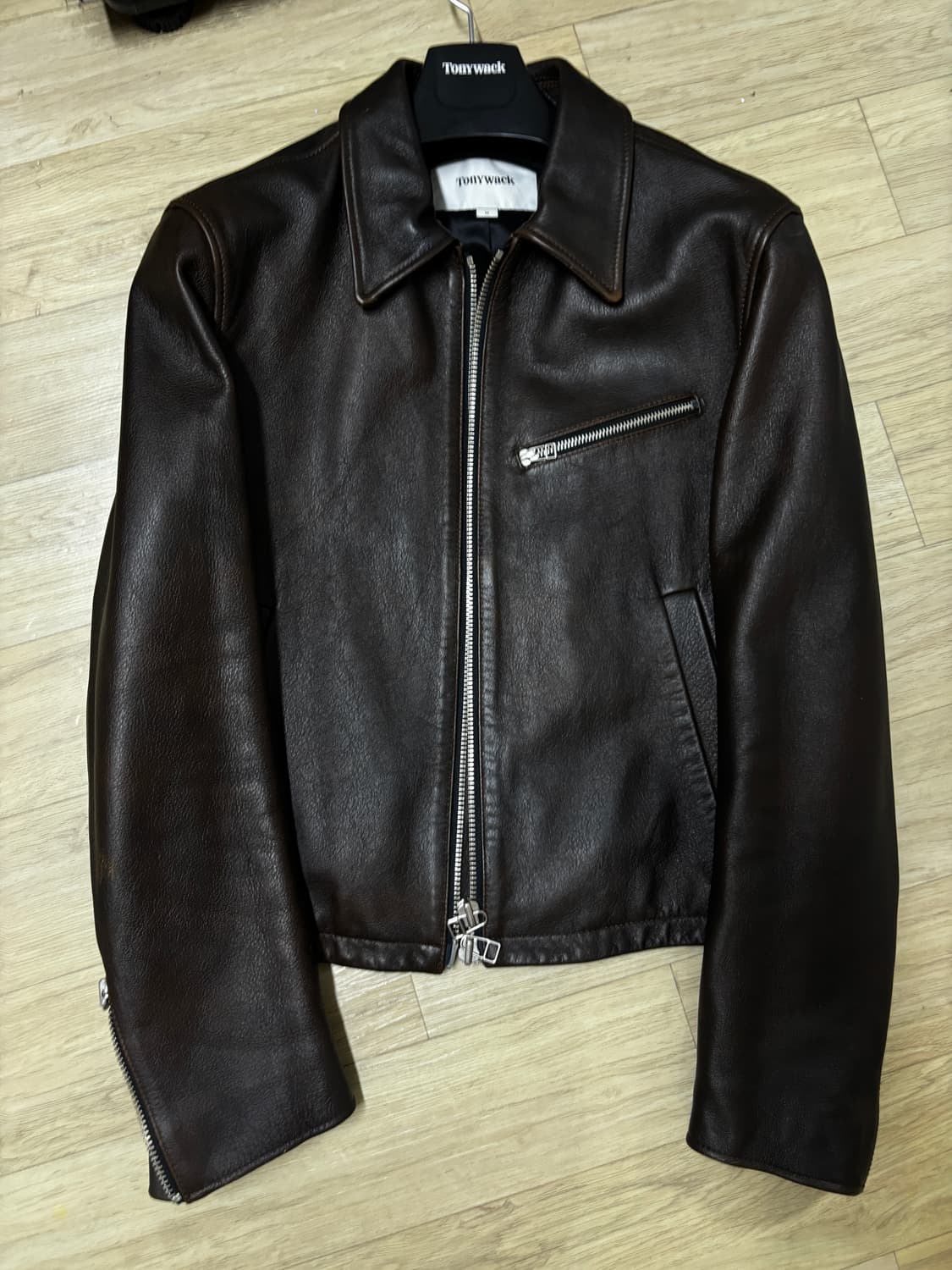 토니웩 크롭레더자켓 다크브라운 상품이미지2