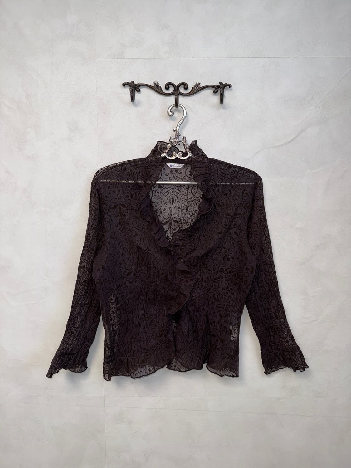 Dark brown oriental pleats blouse 상품이미지4