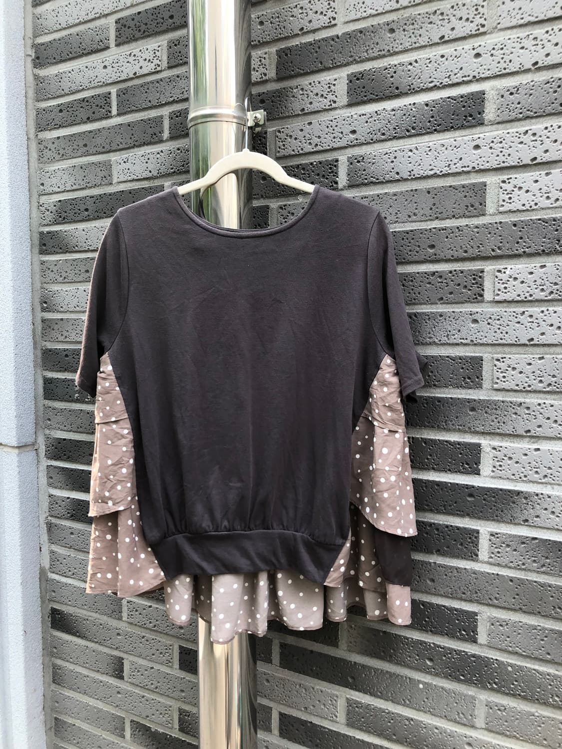 도트 쉬폰 언발란스 반팔 상품이미지1