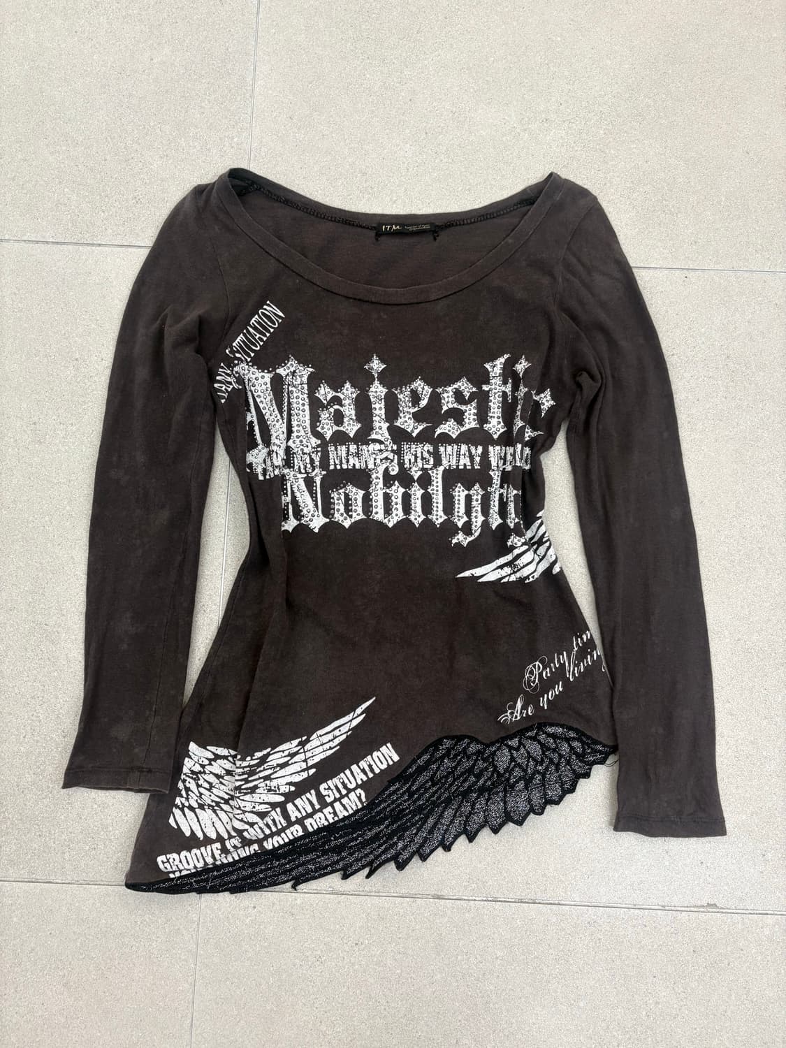 브라운 날개 큐빅 롱슬리브 상품이미지2