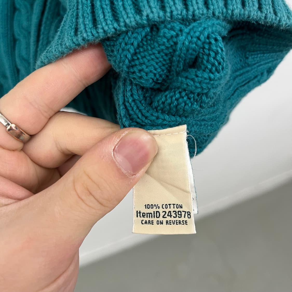 LLBean 케이블 니트 집업 가디건 그린 여/XL 상품이미지5